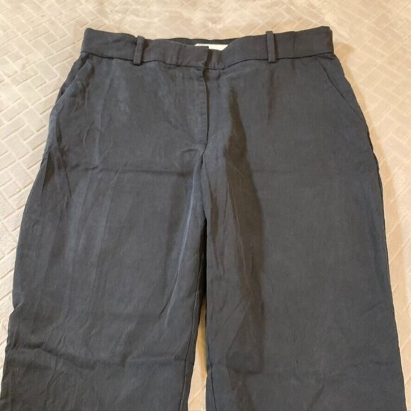 H&M Womens 10 Chino Pants Black Straight Leg High Rise Stretch Work Uniform - Picture 2 of 13